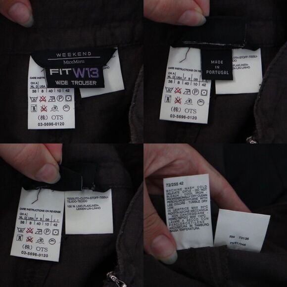 Weekend Max Mara US 8 Fit W13 Linen Wide Leg Cropped Trousers Brown Side Zip - Picture 3 of 10